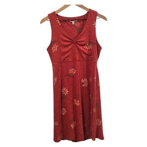 Toad & Co Rosemarie Sleeveless Canoe Gerbera Red Daisy Above Knee Dress Medium